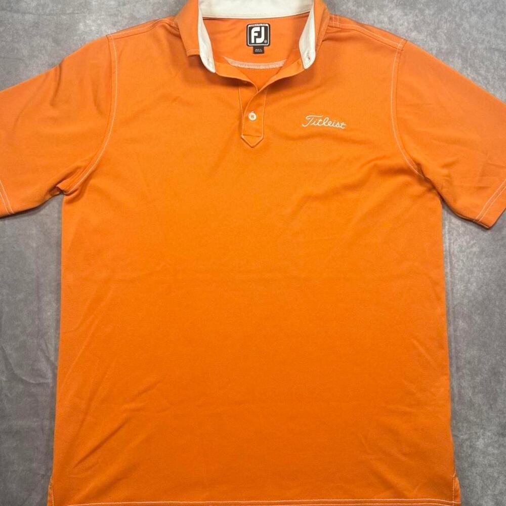 FootJoy x Titleist Men's Golf Polo Shirt Orange White Trim Size Medium